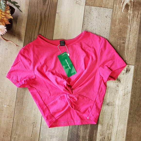 NWT SHEIN EZwear Hot Pink Twist Hem Crop Top Size XS (2) - Picture 12 of 12